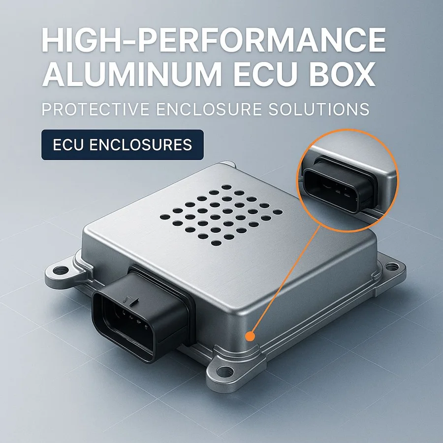 Aluminum ECU box — Familia de componentes ilustrativa. La pieza se fabrica según el plano acordado.