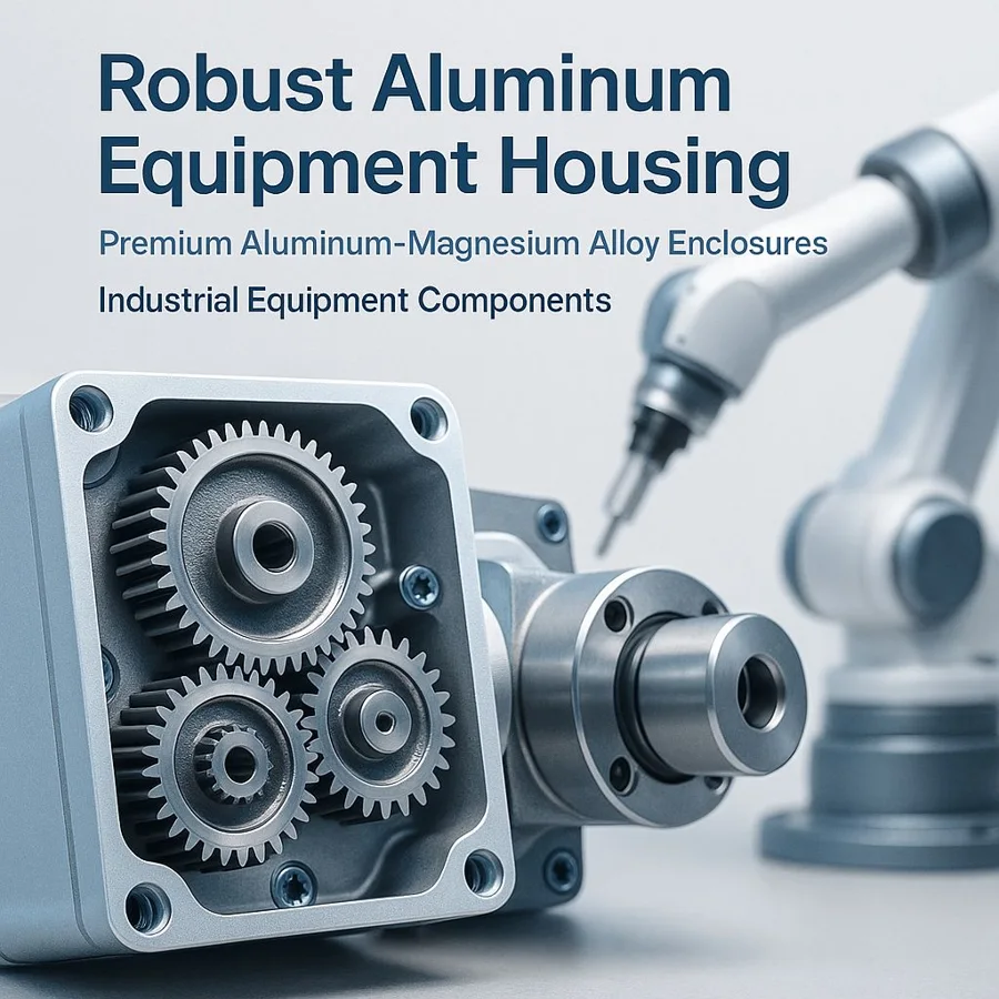 Aluminum equipment housing — Familia de componentes ilustrativa. La pieza se fabrica según el plano acordado.