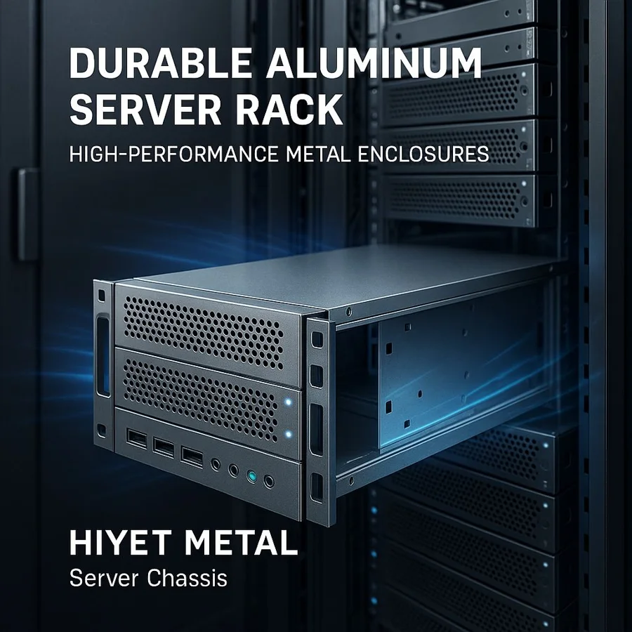 Aluminum server rack — Familia de componentes ilustrativa. La pieza se fabrica según el plano acordado.