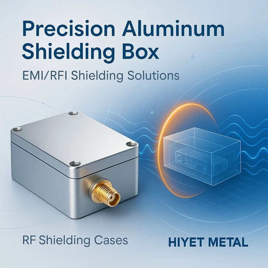 Aluminum shielding box — Familia de componentes ilustrativa. La pieza se fabrica según el plano acordado.