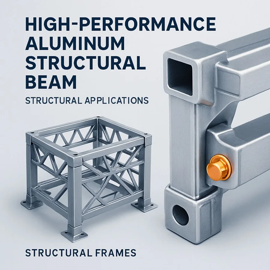 Aluminum structural beam — Familia de componentes ilustrativa. La pieza se fabrica según el plano acordado.
