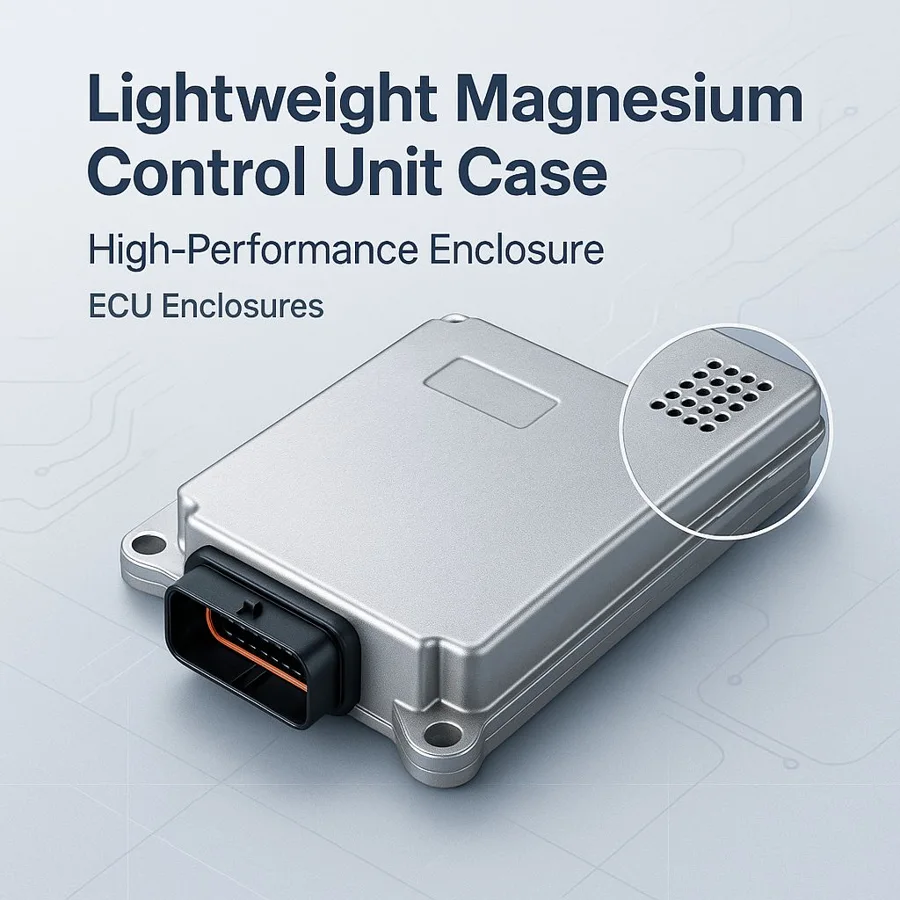 Magnesium control unit case — Familia de componentes ilustrativa. La pieza se fabrica según el plano acordado.