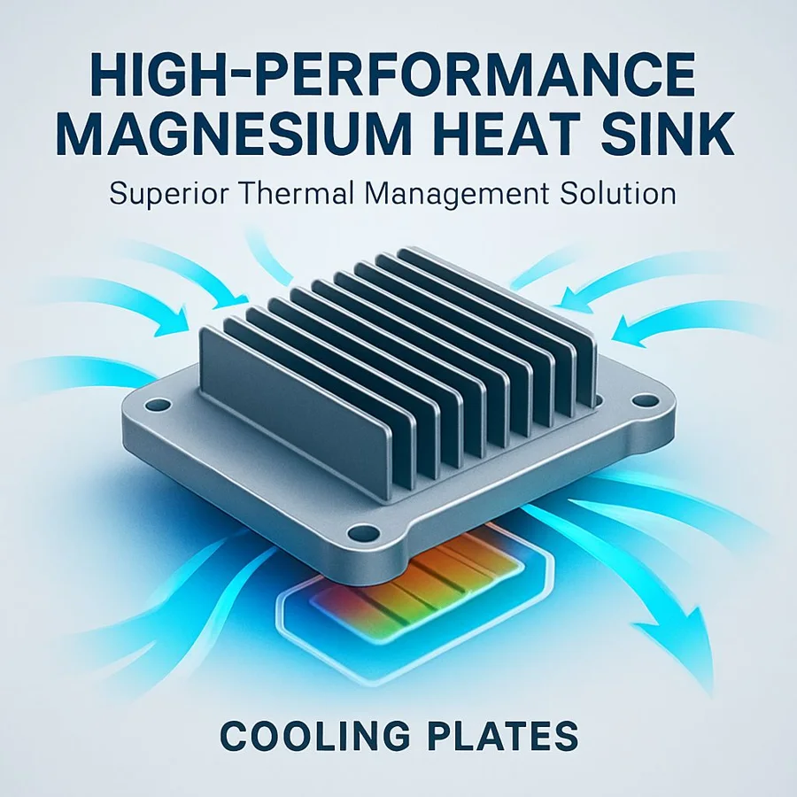 Magnesium heat sink — Família ilustrativa. Sua peça será fabricada conforme o desenho aprovado.