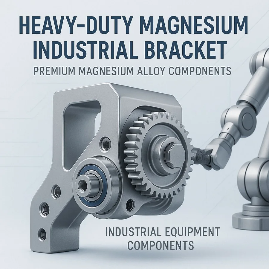 Magnesium industrial bracket — Familia de componentes ilustrativa. La pieza se fabrica según el plano acordado.