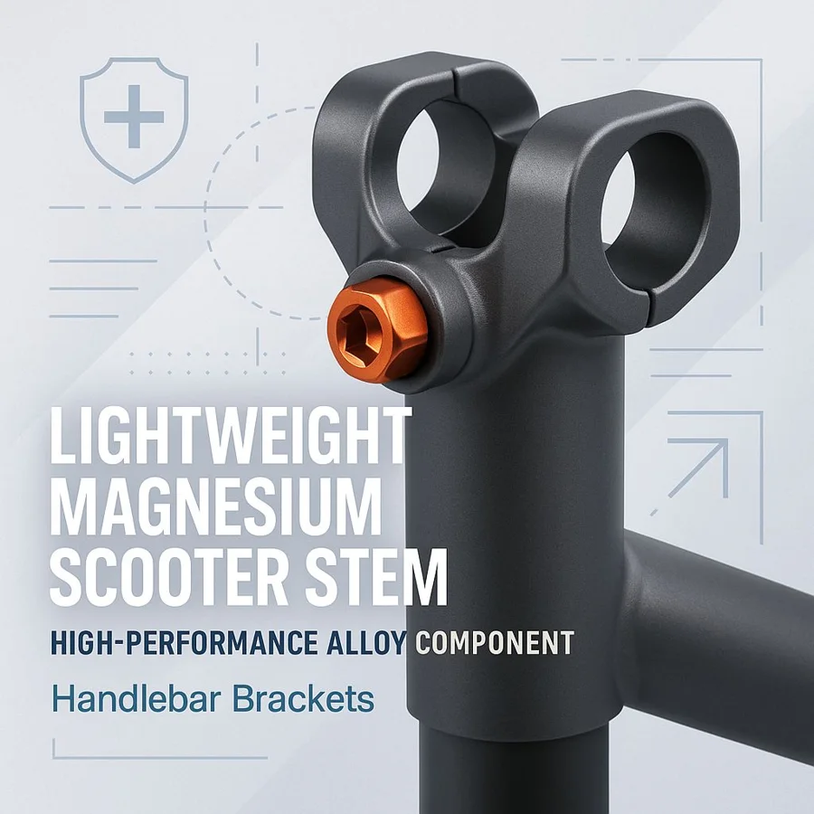 Magnesium scooter stem — Familia de componentes ilustrativa. La pieza se fabrica según el plano acordado.